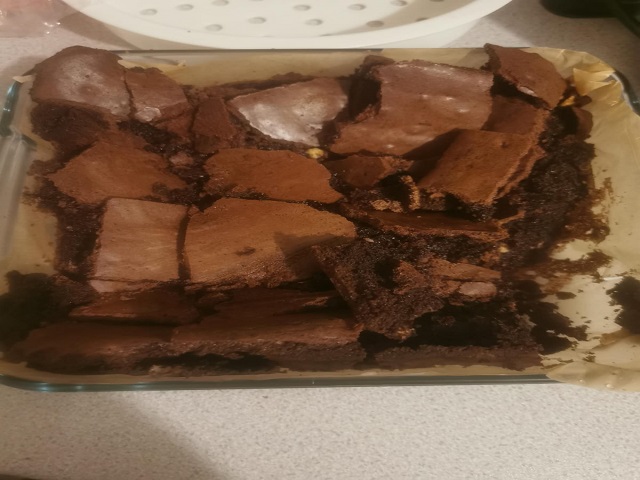 Imagem de um delicioso brownie de chocolate